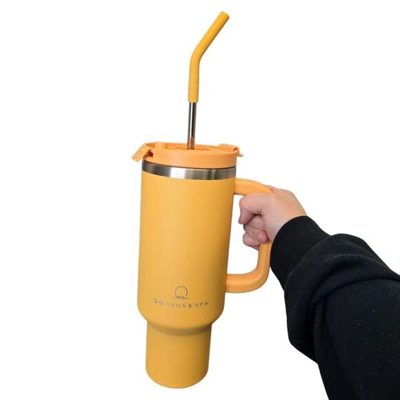Marigold Yellow Insulated Stainless Steel Tumbler with Straw - Picture 9 of 16